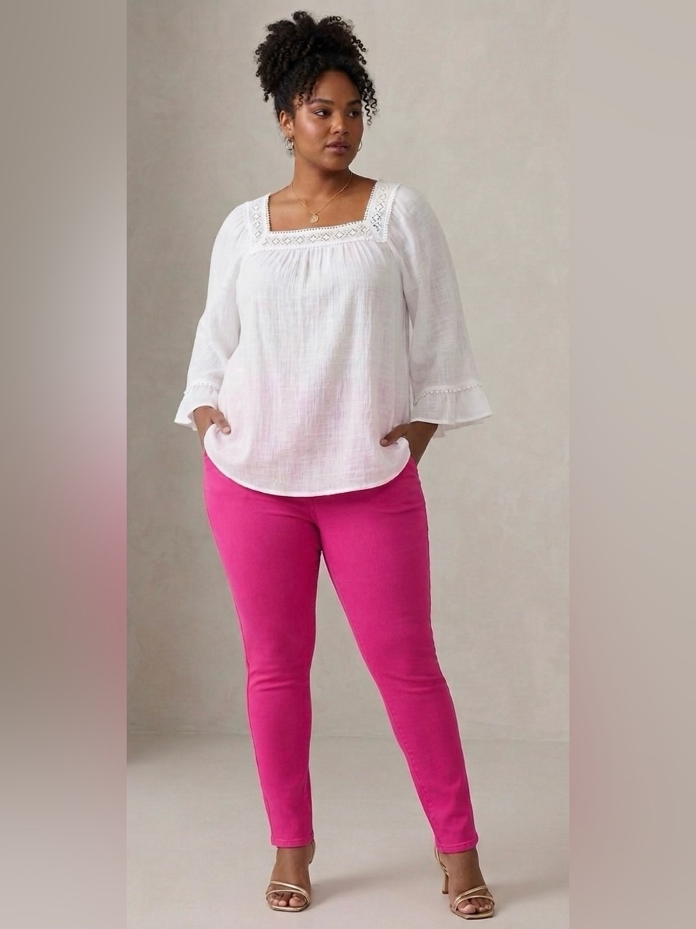 Zac & Rachel, Ivory Boho Blouse , XL, P2P: 22”-25”. Flowy, relaxed fit.